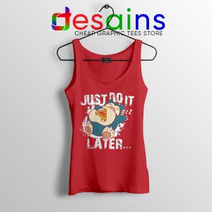 Cheap Tank Top Snorlax Just Do It Later Pokemon Nike Parody Red Tank