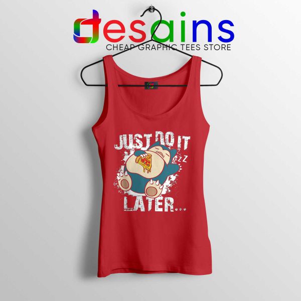 Cheap Tank Top Snorlax Just Do It Later Pokemon Nike Parody Red Tank