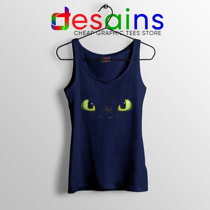 Cheap Tank Top Toothless Eyes How to Train Your Dragon Navy Blue