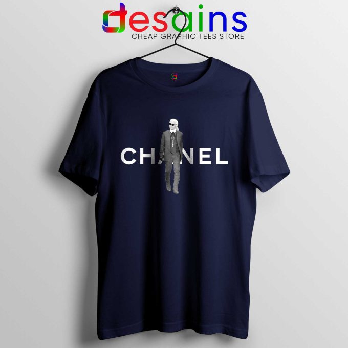 Cheap Tee Shirt Karl Lagerfeld Designer Tshirt Navy Blue Chanel