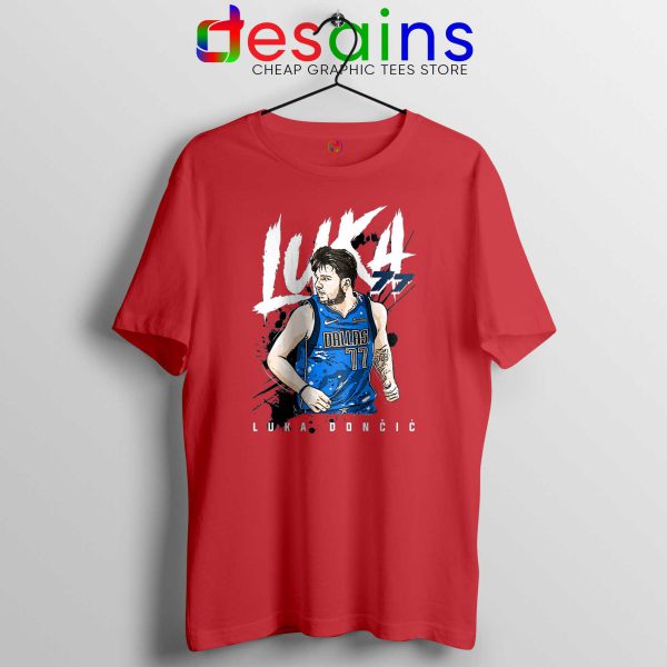 Cheap Tee Shirts Luka Doncic Dallas Mavericks art Size S-3XL RED
