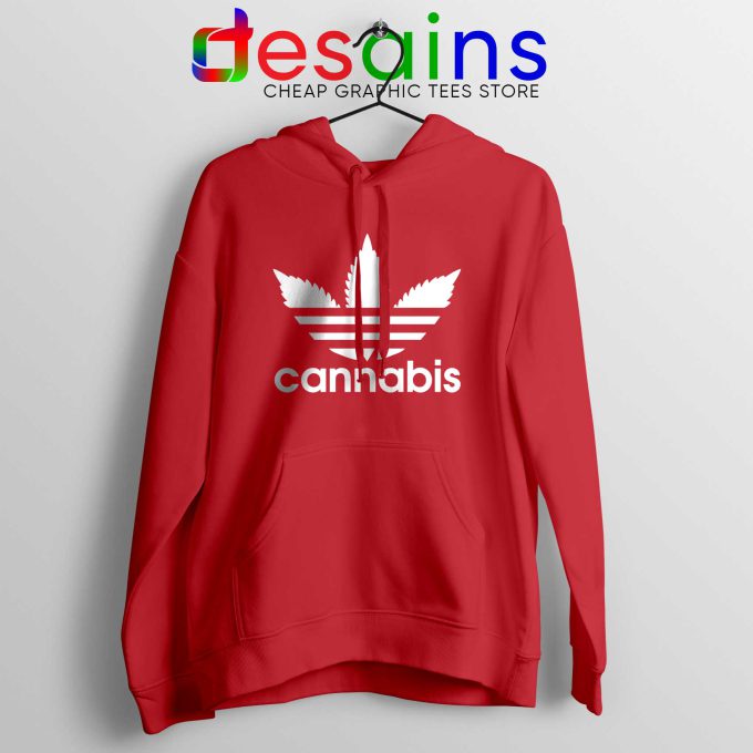 Hoodie Cannabis Leaf Adidas Cheap Hoodies Funny Parody Red