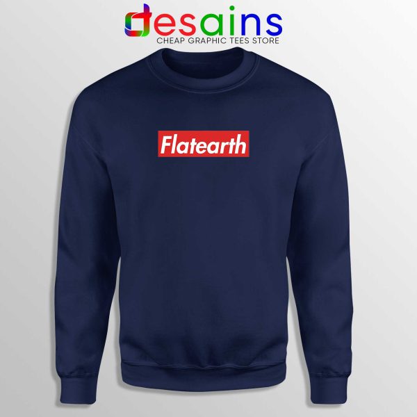 Sweatshirt Flat Earth Crewneck Supreme Logo Navy Blue Sweater