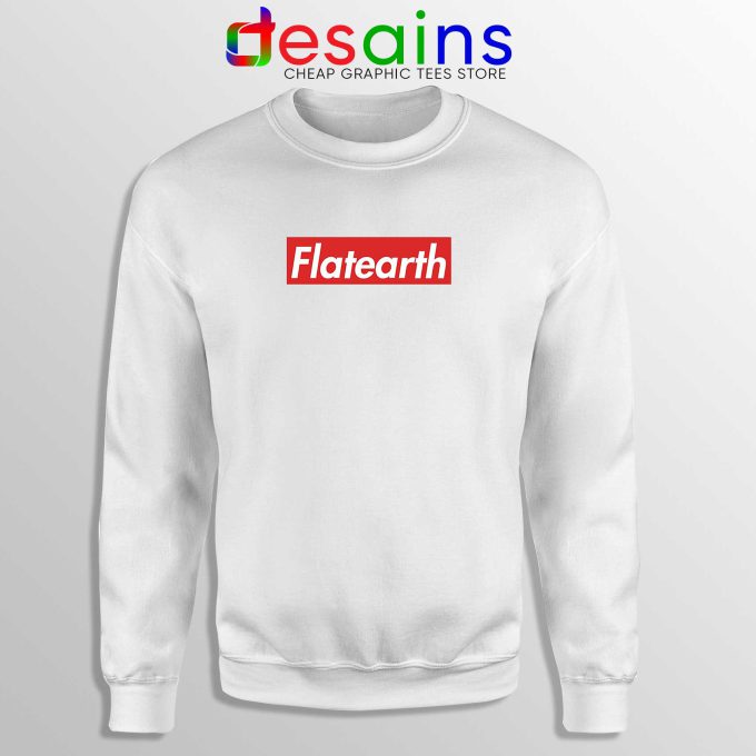 Sweatshirt Flat Earth Crewneck Supreme Logo White Sweater