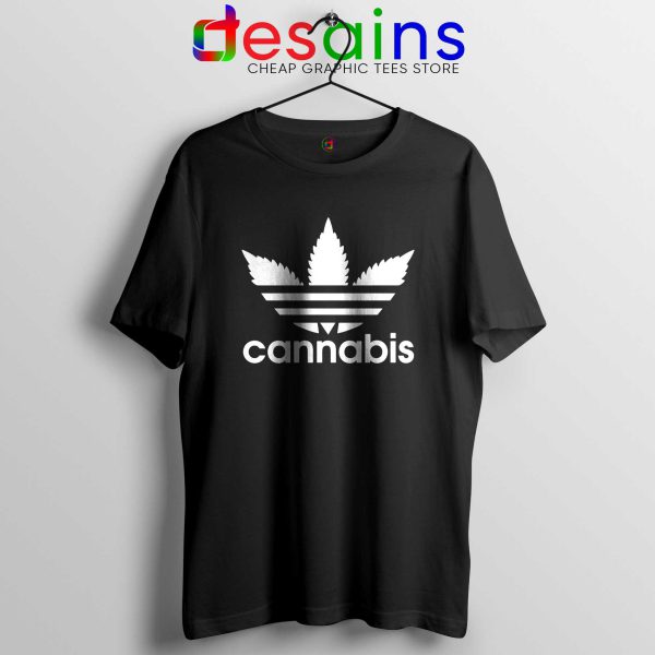 Tee Shirt Cannabis Leaf Adidas Cheap Tshirt Adidas Parody Black
