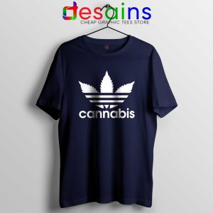 Tee Shirt Cannabis Leaf Adidas Cheap Tshirt Adidas Parody Navy Blue