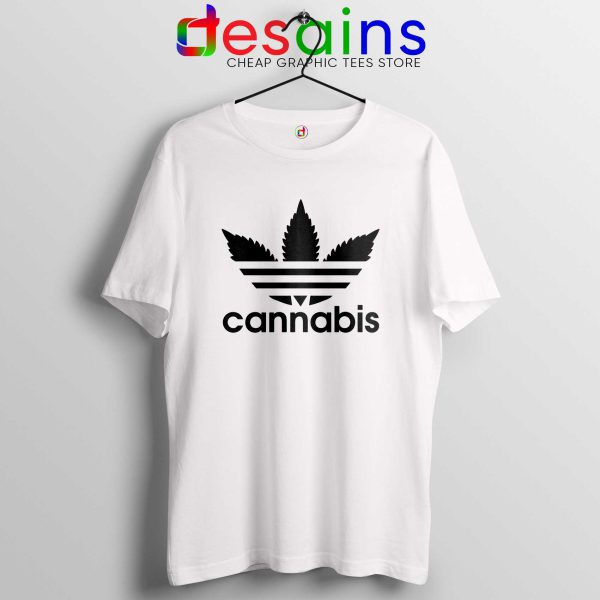 Tee Shirt Cannabis Leaf Adidas Cheap Tshirt Adidas Parody White