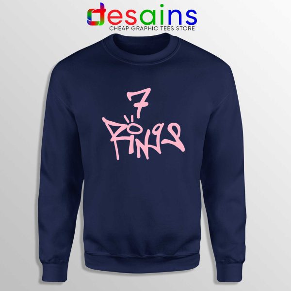 Buy Sweatshirt Ariana Grande 7 Rings Thank U, Next (2019) Crewneck Navy Blue