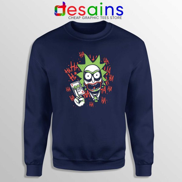 Buy Sweatshirt Rick Morty Joker Funny Crewneck Navy Blue