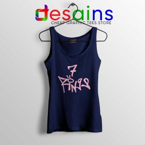 Cheap Tank Top Ariana Grande 7 Rings Thank U, Next Album Navy Blue