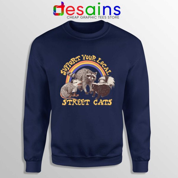 Buy Sweatshirt Street Cats Support Your Local Navy Blue Sweater