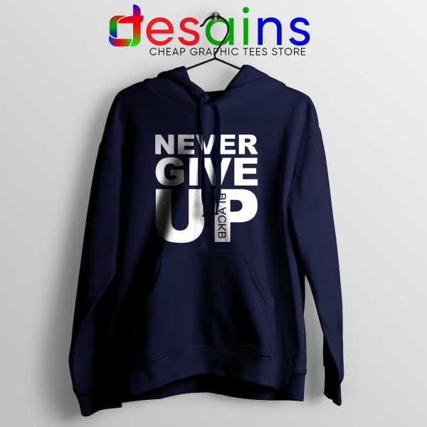 Cheap Hoodie Never Give Up Mohamed Salah Hoodies Navy Blue