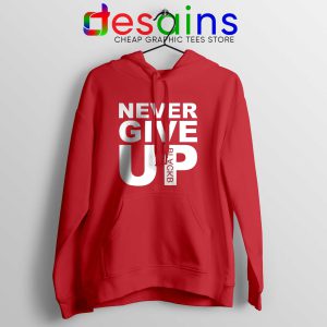 Cheap Hoodie Never Give Up Mohamed Salah Hoodies Navy Red
