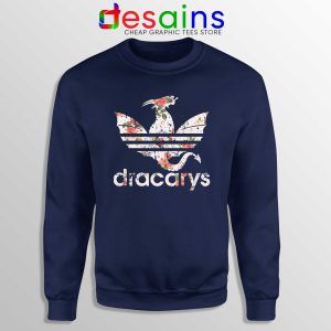 Cheap Sweatshirt Dracarys Dragon Flowers Sweater Navy Three Stripes
