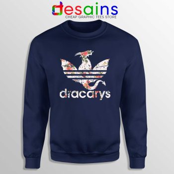 Cheap Sweatshirt Dracarys Dragon Flowers Sweater Navy Three Stripes