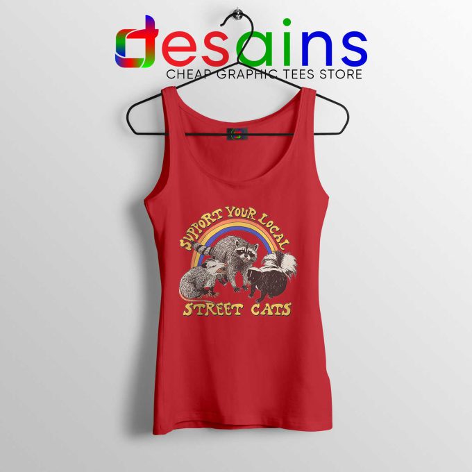 Tank Top Support Your Local Street Cats Cheap Tank Tops Red