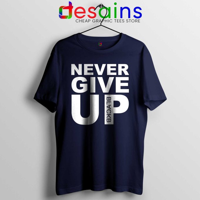 Tee Shirt Never Give Up Mohamed Salah Tshirt Liverpool FC Navy Blue