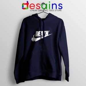 Death Just Do It Navy Hoodie Japanese Nike Parody Hoodies Unisex