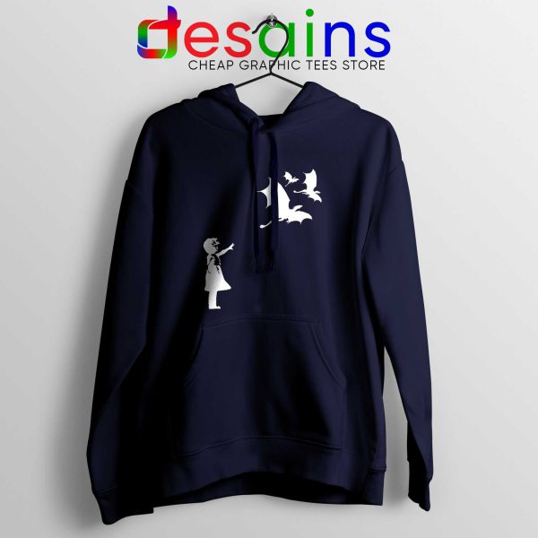 Hoodie Navy Blue Bansky Dragons Dracarys Game of Thrones