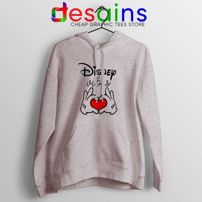 Hoodie Sport Grey Disney Vibes Mickey Mouse Love Hands