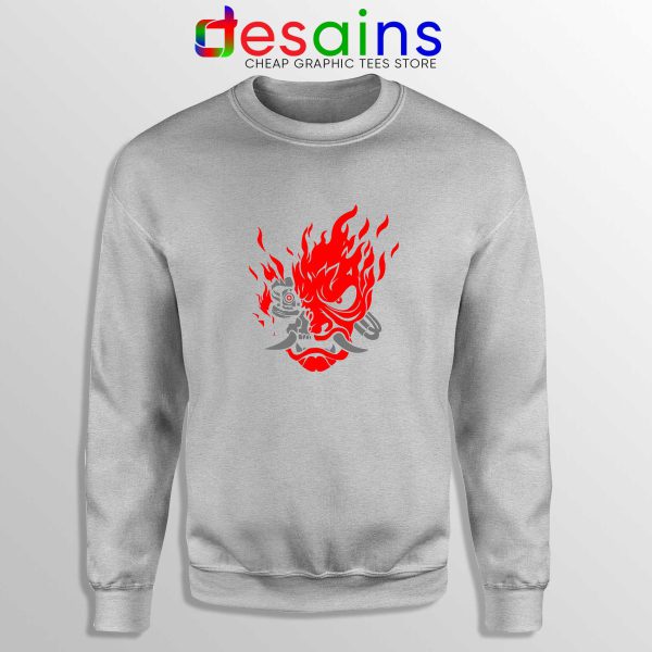 Samurai Demon Slim Sport Grey Sweatshirt Cyberpunk 2077