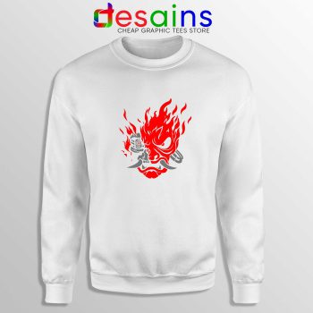 Samurai Demon Slim White Sweatshirt Cyberpunk 2077 Sweater