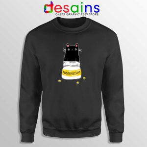 Sweatshirt Black Fur Antidepressant Cat Funny Cheap Graphic Sweater