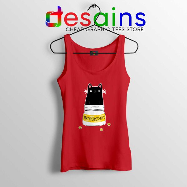 Tank Top Red Fur Antidepressant Cat Funny Cheap Custom Tank Tops Cat