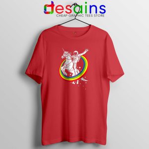Astronaut Riding Unicorn Red Tee Shirt Epic combo Tshirt Funny