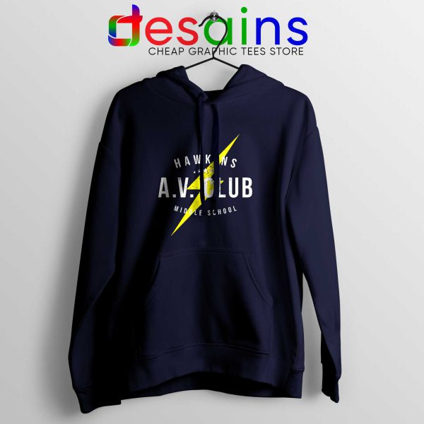 Hawkins AV Club Navy Hoodie Cheap Graphic Hoodies Stranger Things Gifts