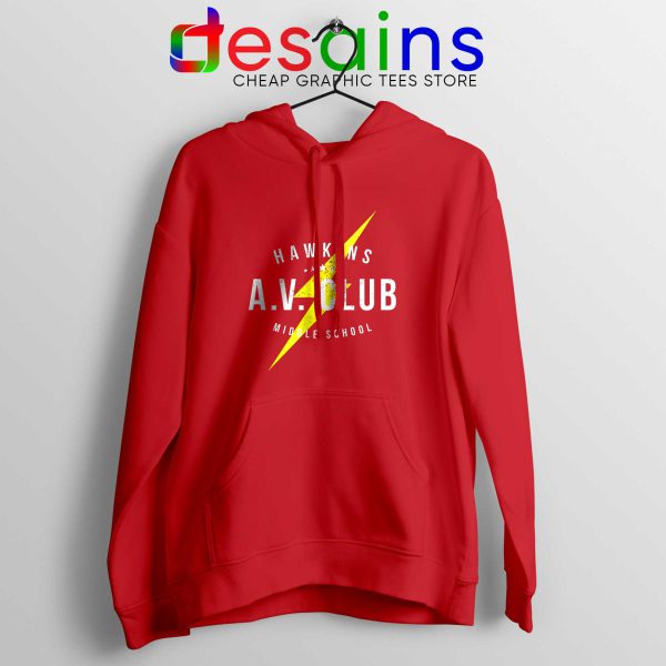 Hawkins AV Club Red Hoodie Cheap Graphic Hoodies Stranger Things Gifts