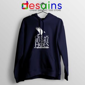 Hoodie Navy Crows Before Hoes Hoodies Game Of Thrones Adult Unisex