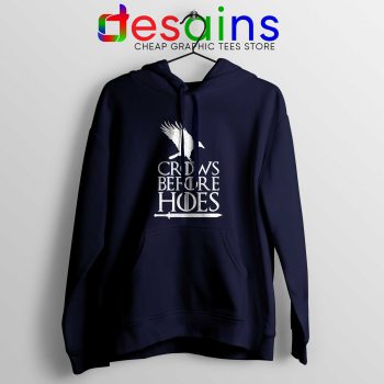 Hoodie Navy Crows Before Hoes Hoodies Game Of Thrones Adult Unisex