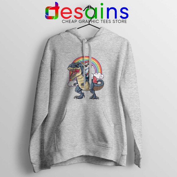 Hoodie Sport Grey Unicorn Riding Dinosaur Rainbow Hoodies Unicorns