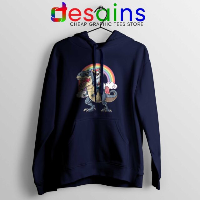 Hoodie Unicorn Riding Dinosaur Rainbow Dude Party Pride