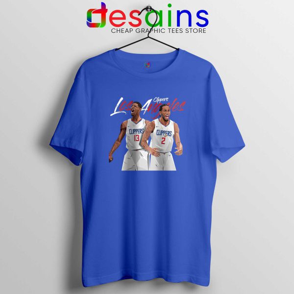 Kawhi Leonard Paul George Blue Tee Shirt LA Clippers Tshirt NBA