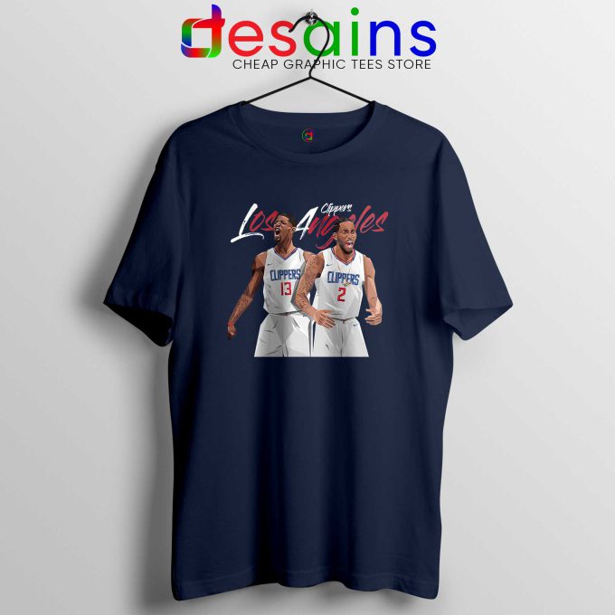 Kawhi Leonard Paul George Navy Tee Shirt LA Clippers Tshirt NBA