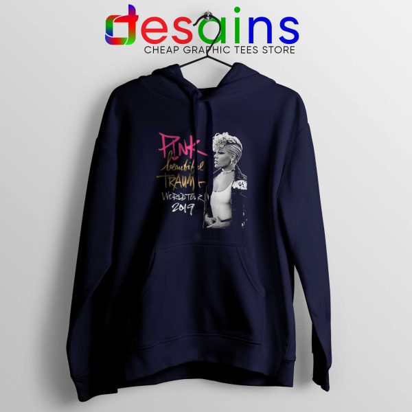 Pink Beautiful Trauma Navy Blue Hoodie World Tour Merch Cheap Hoodies