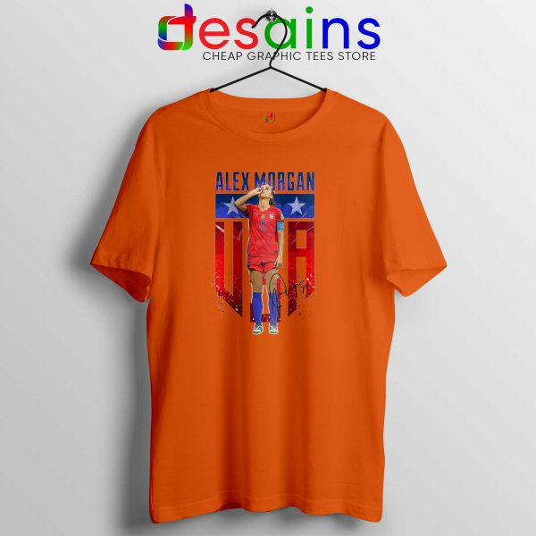 Tee Shirt Orange Alex Morgan Sipping Tea Tshirt Alex Morgan USWNT