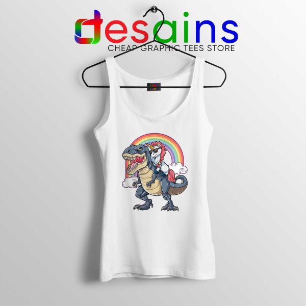 Unicorn Dinosaur Rainbow White Tank Top Cheap Tank Tops Unicorns