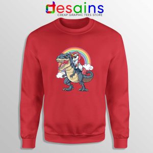 Unicorn Riding Dinosaur Rainbow Red Sweatshirt Buy Sweater Unicorns