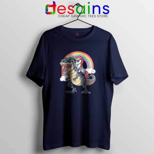 Unicorn Riding Dinosaur Rainbow Tshirt Cheap Tee Shirts Unicorns Funny