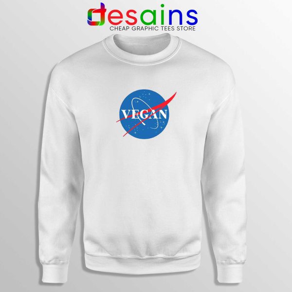 Vegan Nasa Logo White Sweatshirt Veganism Cheap Crewneck Sweater