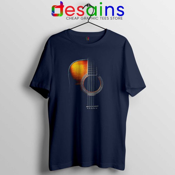 Acoustic Guitar Navy Blue Tshirt Cheap Graphic Tee Shirts Guitar