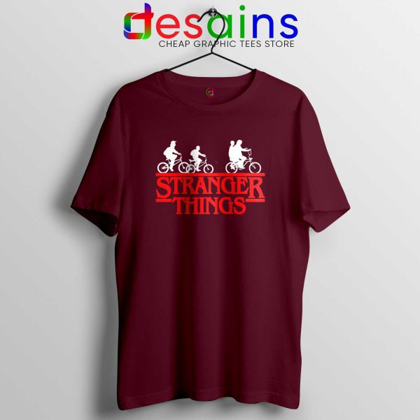 Bikes Stranger Things Maroon Tshirt Bicycles of Stranger Things Tee Shirts