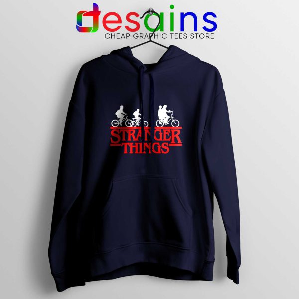 Bikes Stranger Things Navy Hoodie Cheap Stranger Things Graphic Hoodies