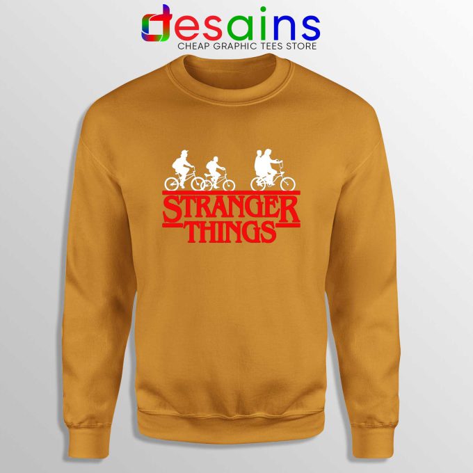 Bikes Stranger Things Orange Sweatshirt Cheap Stranger Things Graphic Sweater
