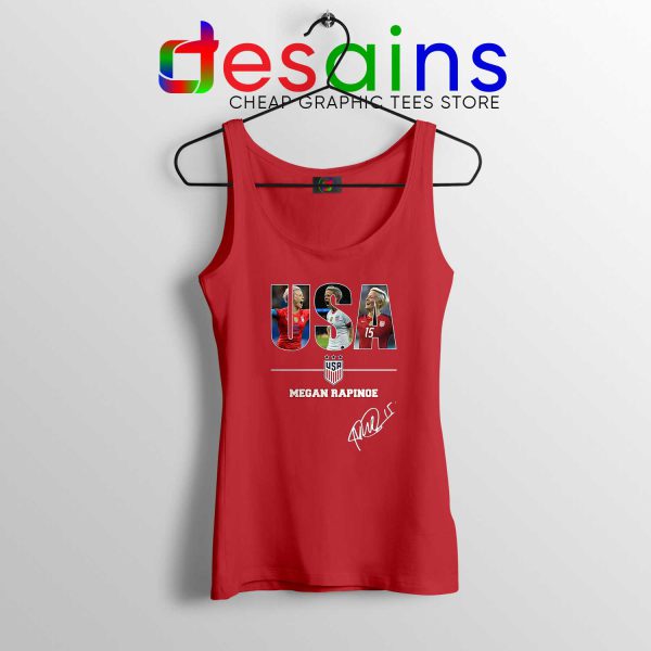 Cheap Tank Top Red Megan Rapinoe Signature USA Womens Soccer Team