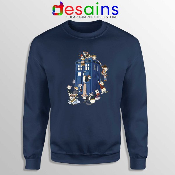 Doctor Who Cats Tardis Navy Sweatshirt Doctor Mew Crewneck Sweater