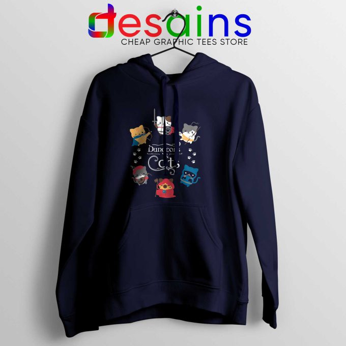 Dungeons and Cats Navy Hoodie Dungeons and Dragons Hoodies Unisex